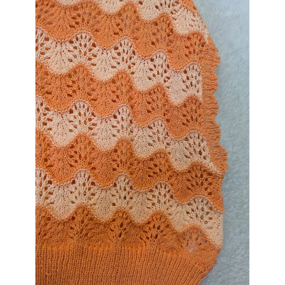 Knit Mix Sweater Vest Women's S Orange Chevron Cropped Boho - Picture 7 of 10